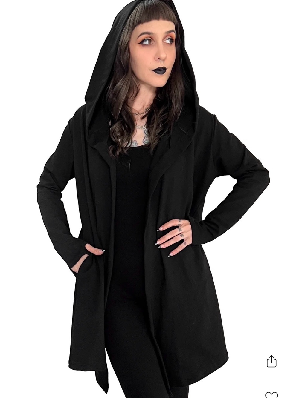 Foxblood 3X / 4X Black Hooded Longline Cardigan Reserve 2.0